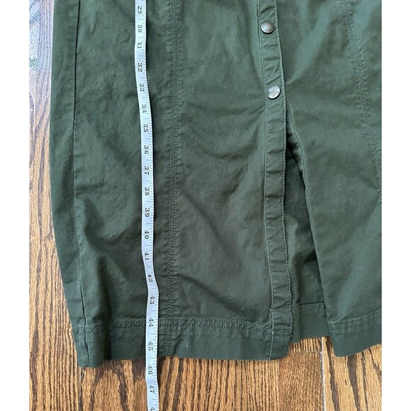 LOFT Twill Snap up 100% Cotton Green Midi Pocket Dress Size 6P Petites Office - Picture 13 of 13